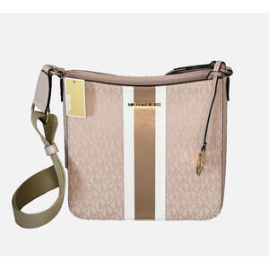Michael Kors Blush Pink Gold Jet Set Purse Bag Signature Logo Crossbody NWT